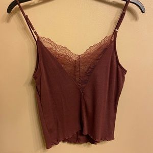 Maroon cropped lace cami from Full Tilt